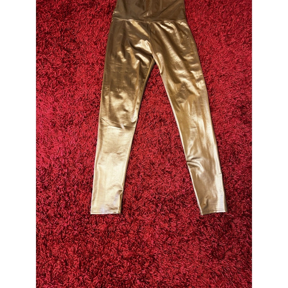 New Mix Shiny Metallic brown Leggings Size S/M High Waisted Stretch